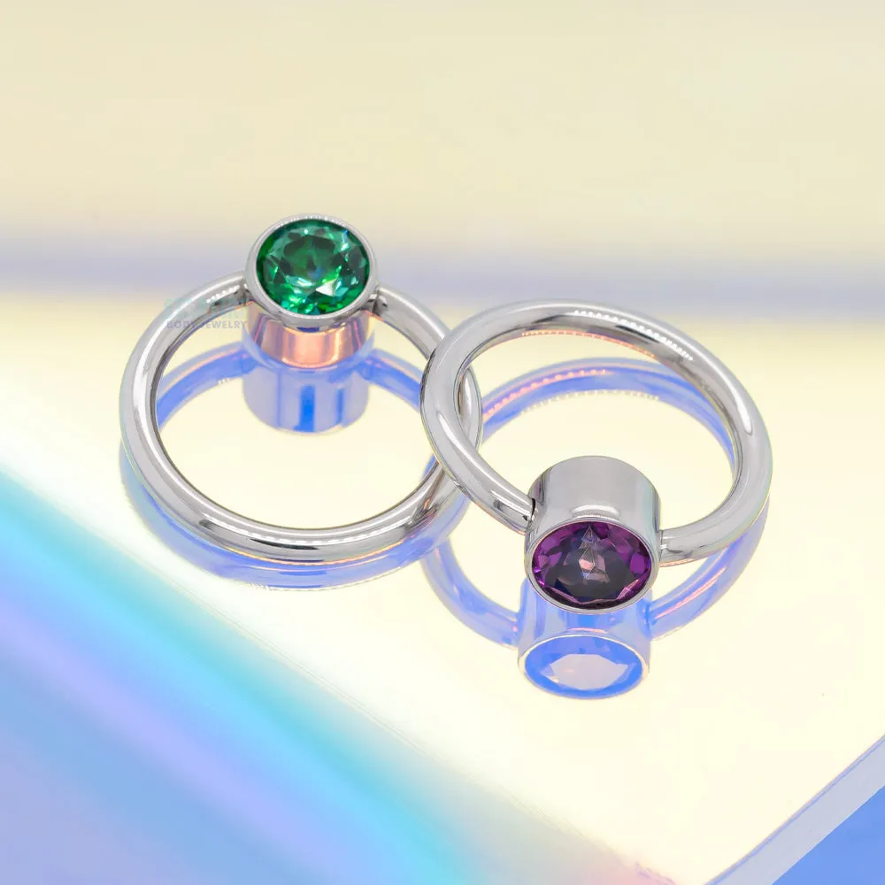 Captive Bead Ring (CBR) with Bezel-set Genuine Topaz