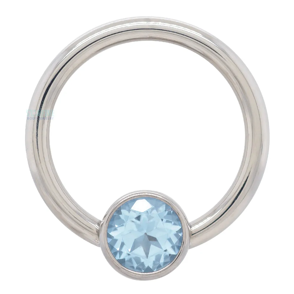 Captive Bead Ring (CBR) with Bezel-set Genuine Topaz