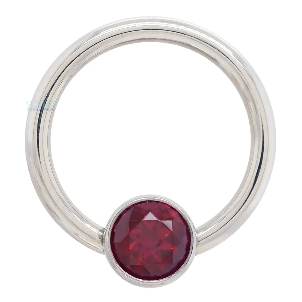 Captive Bead Ring (CBR) with Bezel-set Genuine Topaz