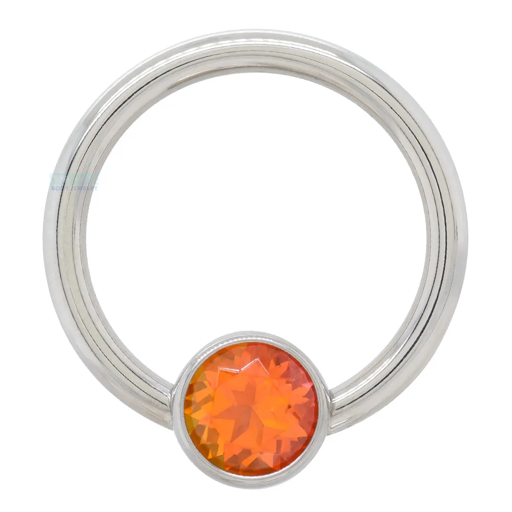 Captive Bead Ring (CBR) with Bezel-set Genuine Topaz