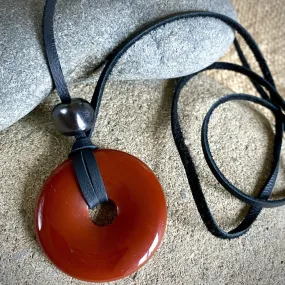 Carnelian Donut Plus Shungite, Unisex Necklace, Courage, Creativity