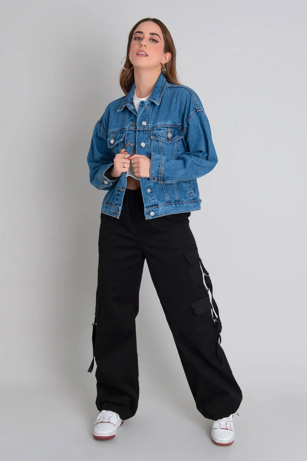 Chamarra de denim fit oversized