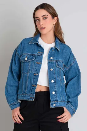 Chamarra de denim fit oversized