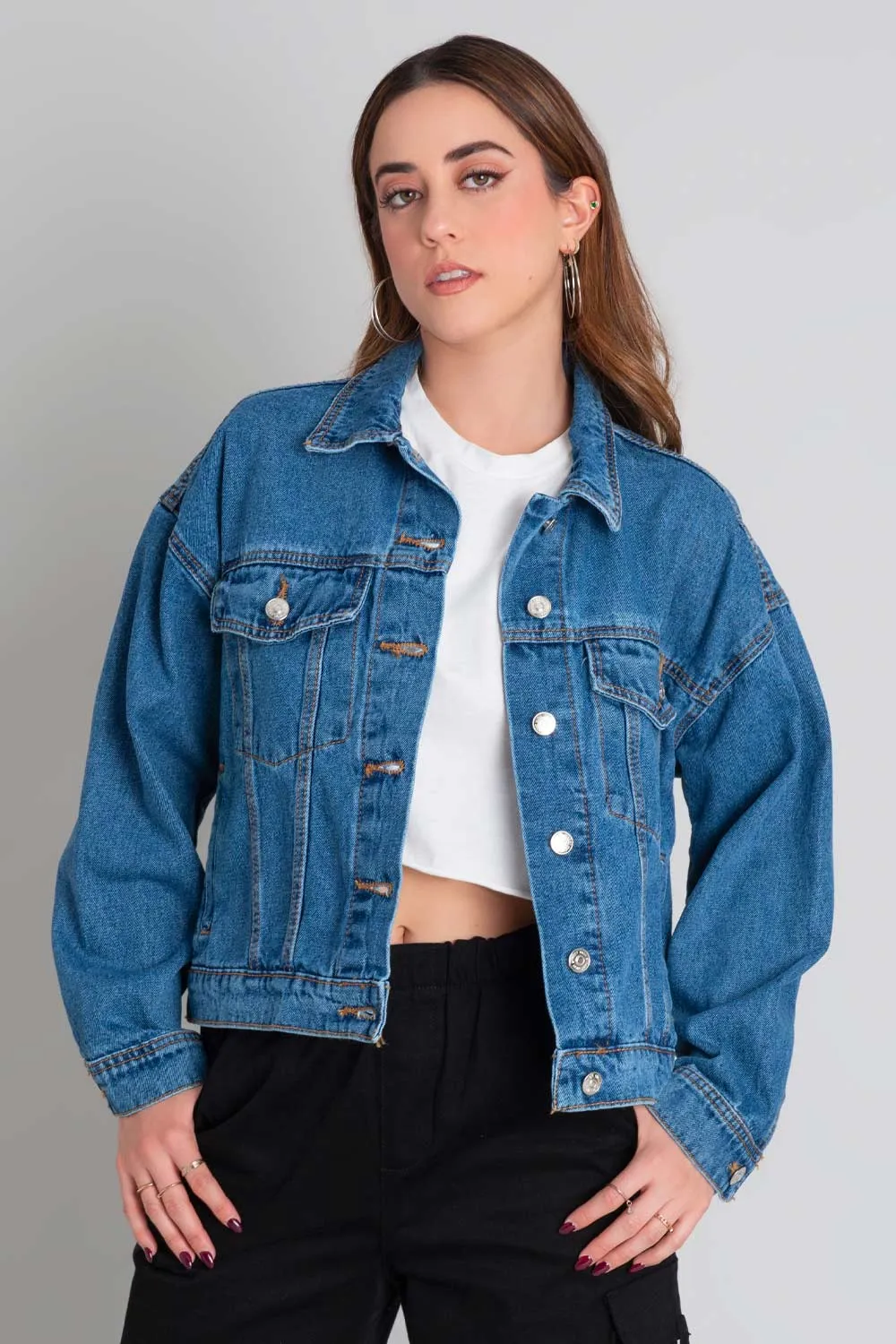 Chamarra de denim fit oversized