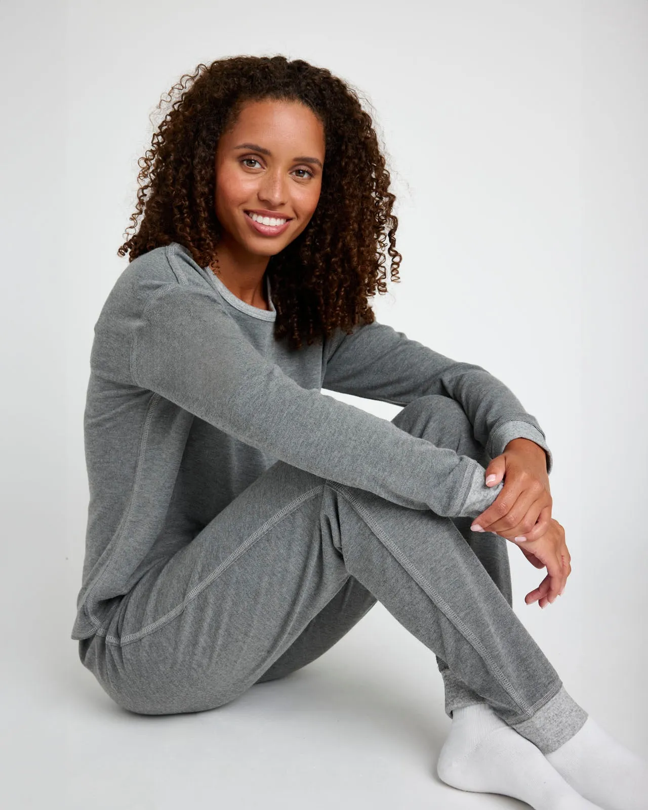 Charcoal Heather Long Sleeve Pullover & Jogger PJ Set