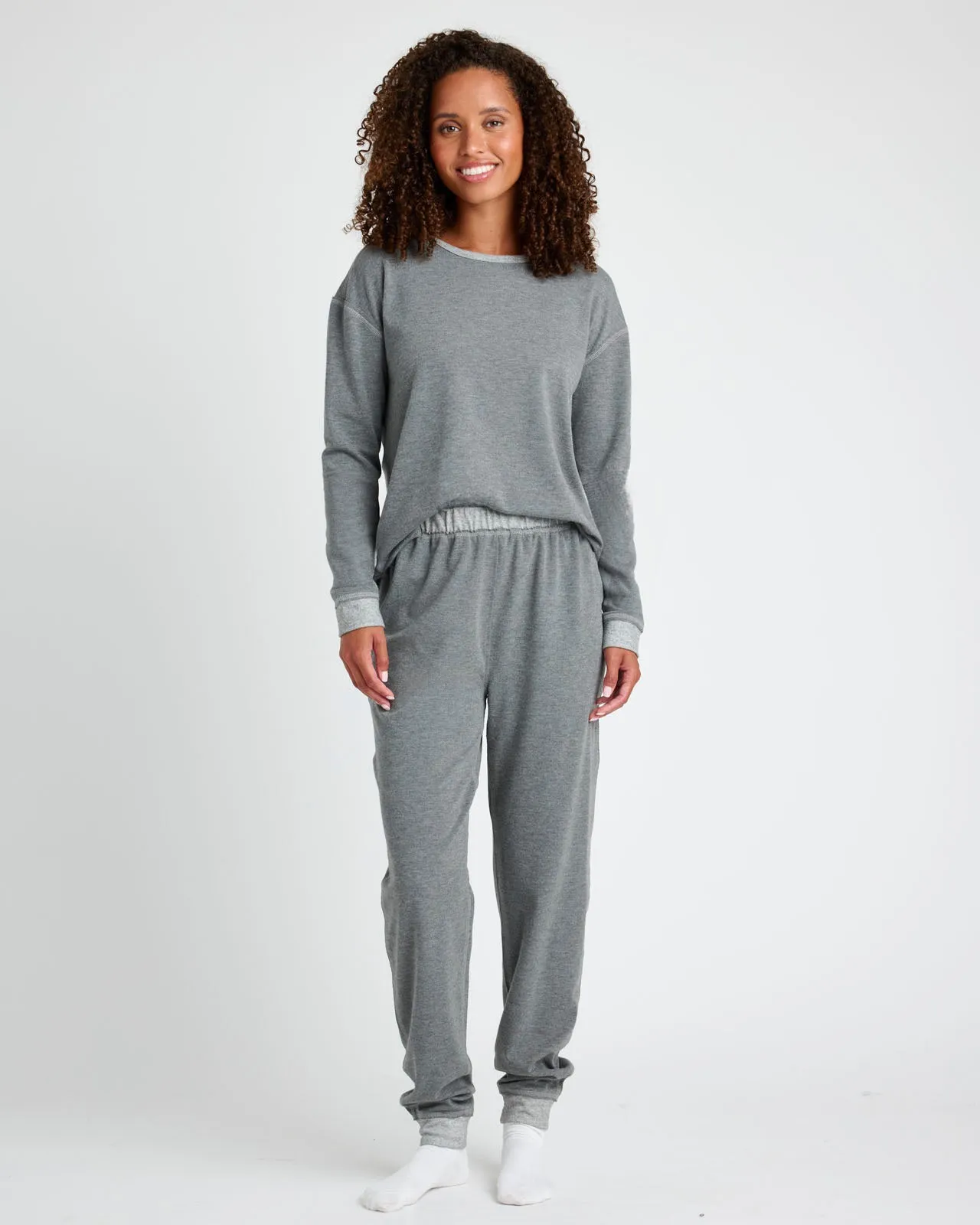 Charcoal Heather Long Sleeve Pullover & Jogger PJ Set