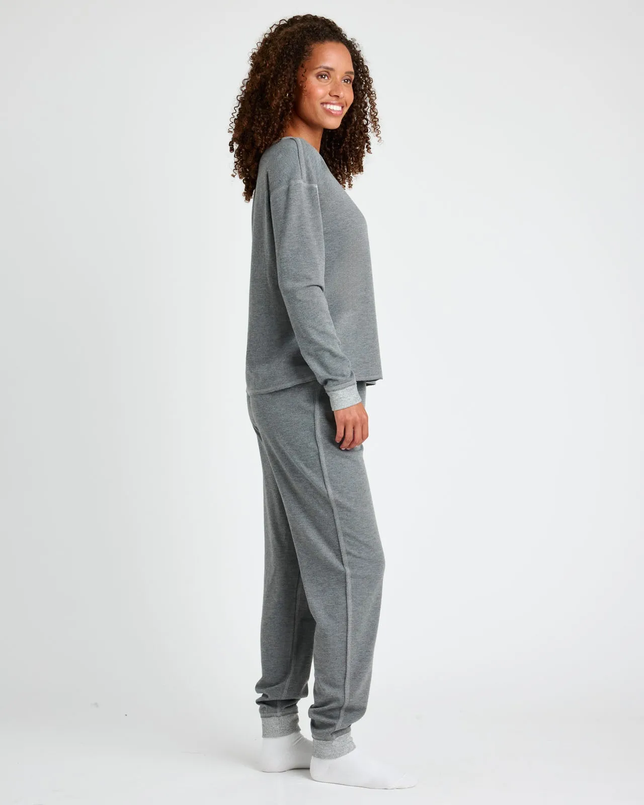 Charcoal Heather Long Sleeve Pullover & Jogger PJ Set