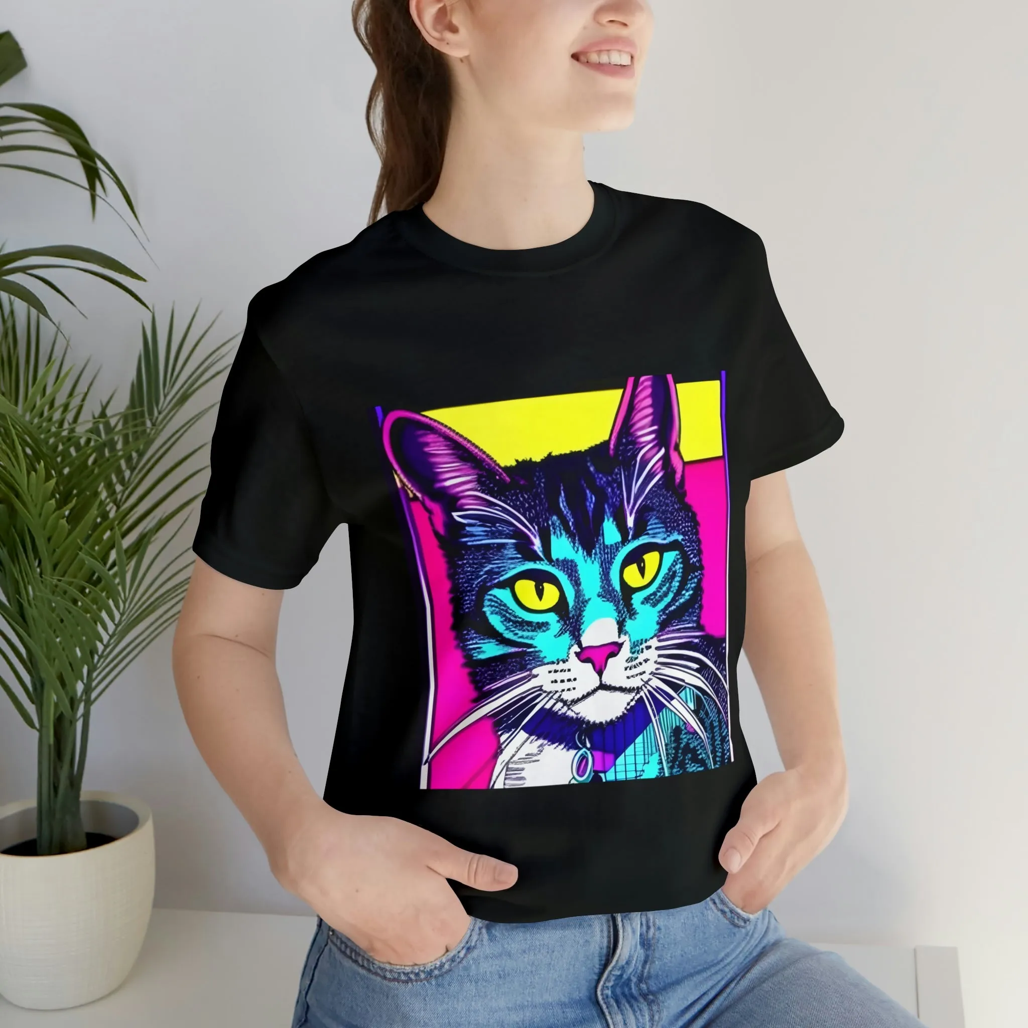 Colorful Graphic Cat T-Shirt