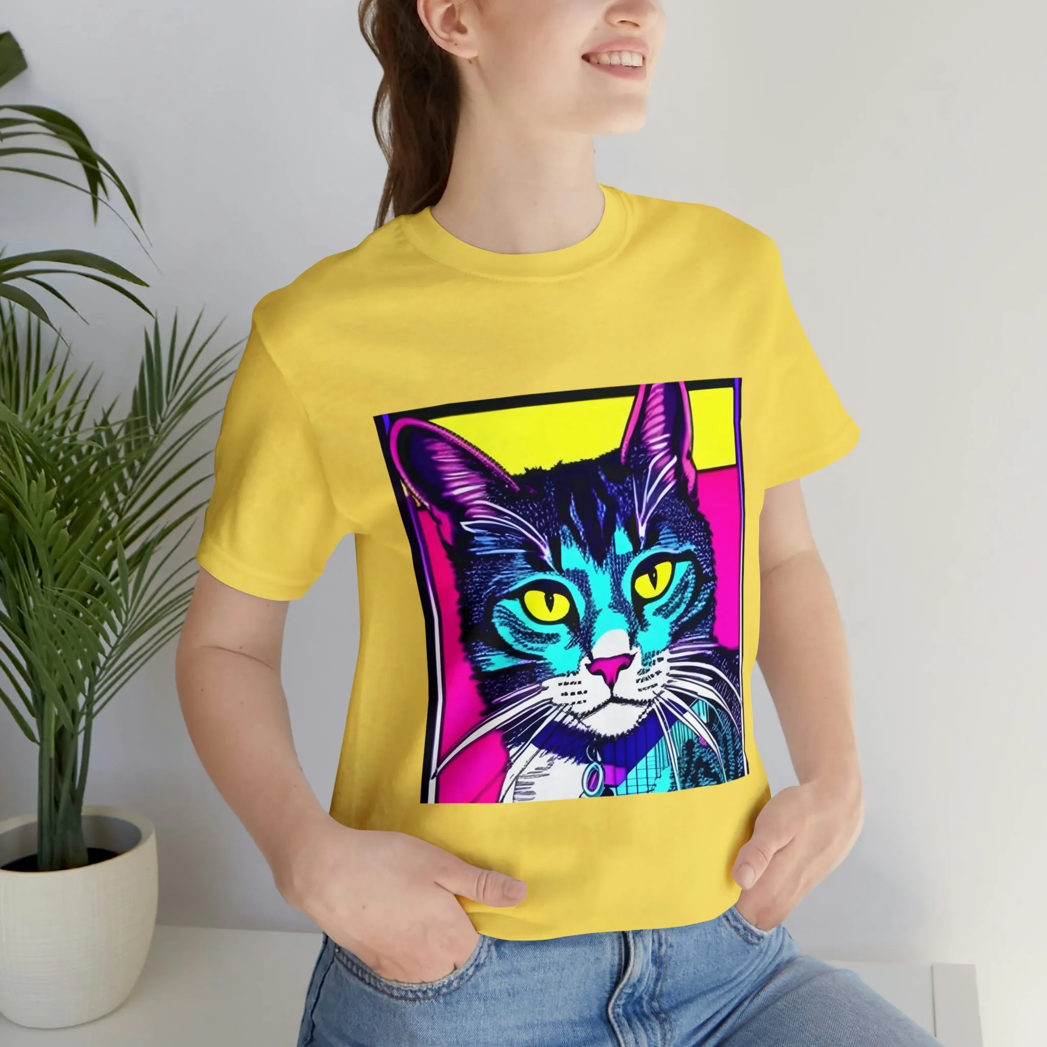 Colorful Graphic Cat T-Shirt