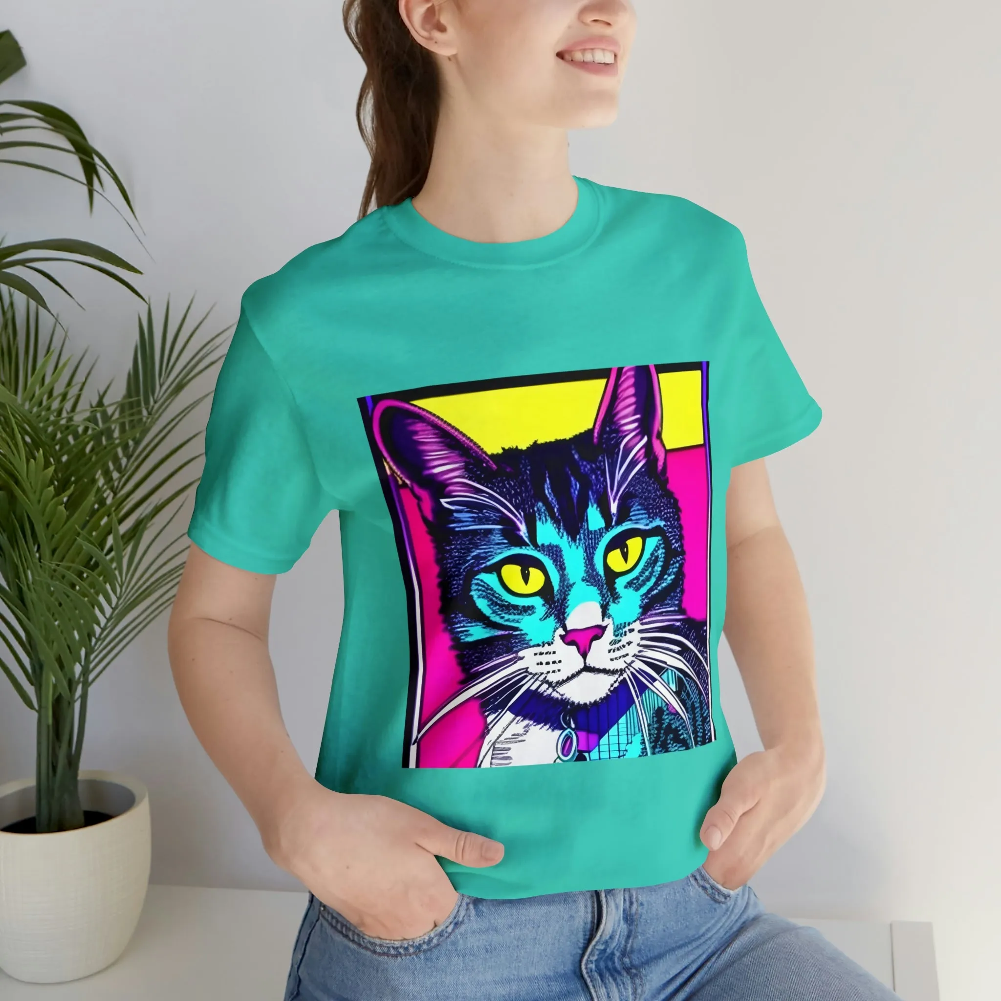 Colorful Graphic Cat T-Shirt