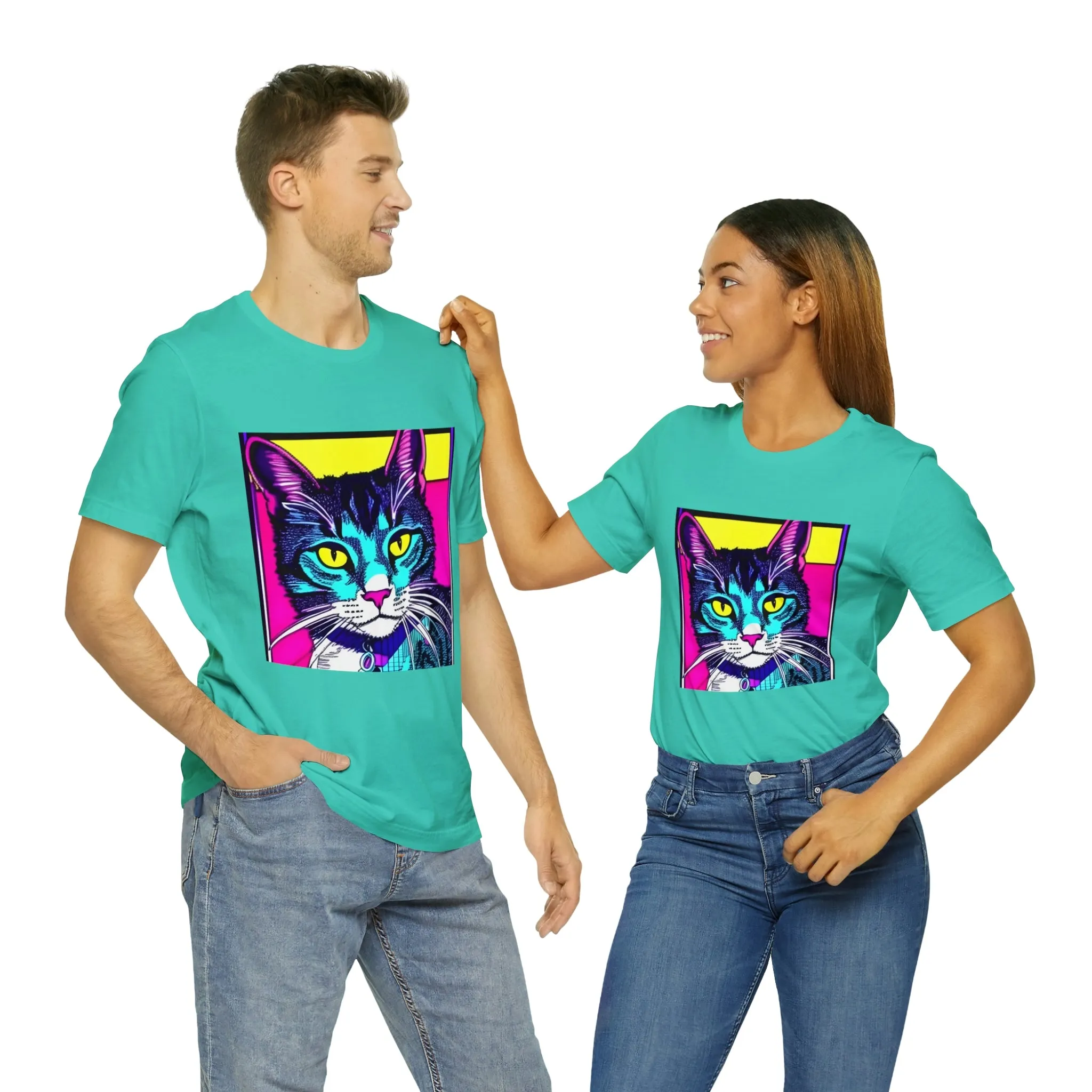 Colorful Graphic Cat T-Shirt