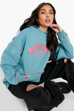 Contrast Stitch Boston Oversized Hoodie