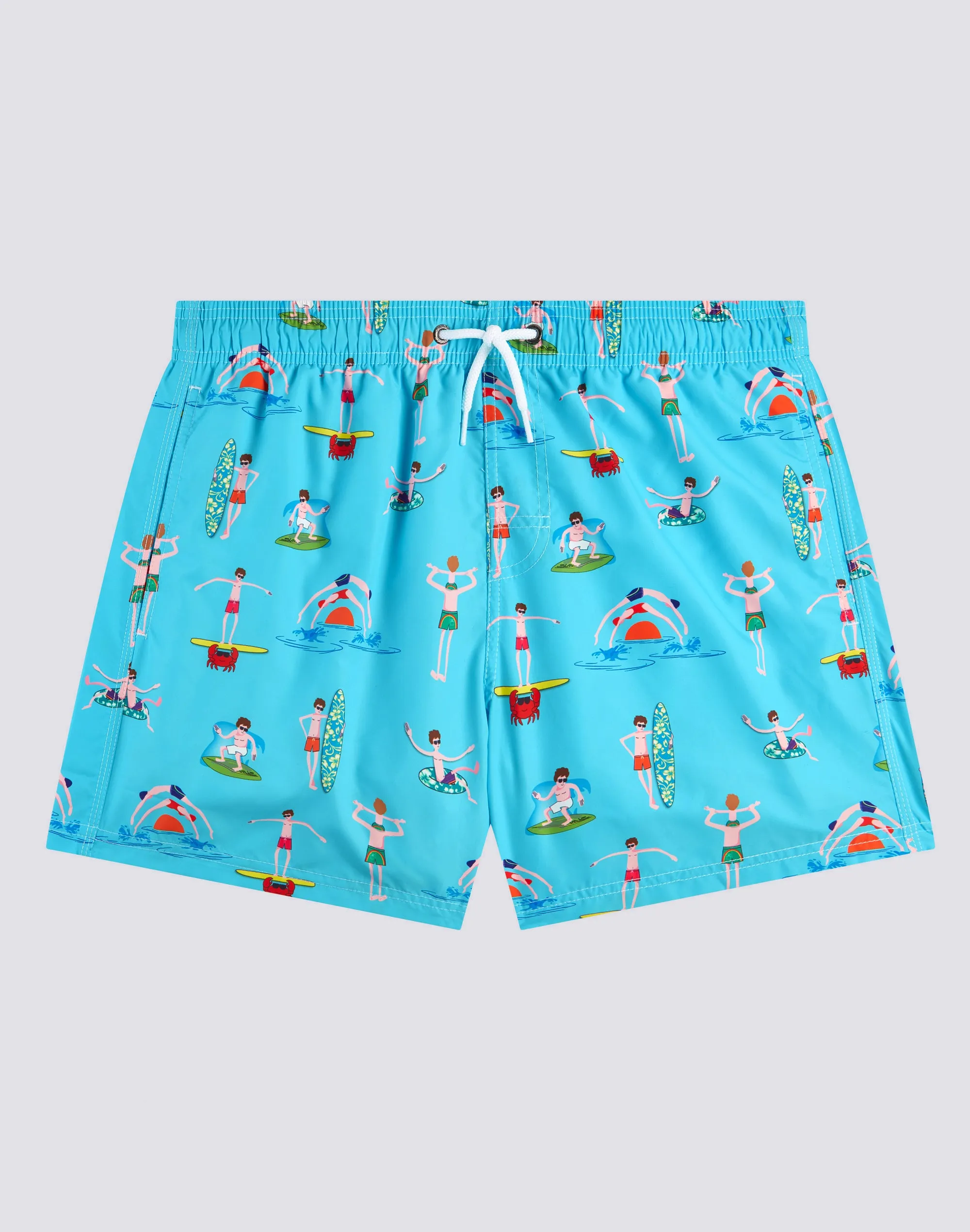 COSTUME DA BAGNO CORTO A VITA ELASTICATA MICROSTAMPA BEACH BOY