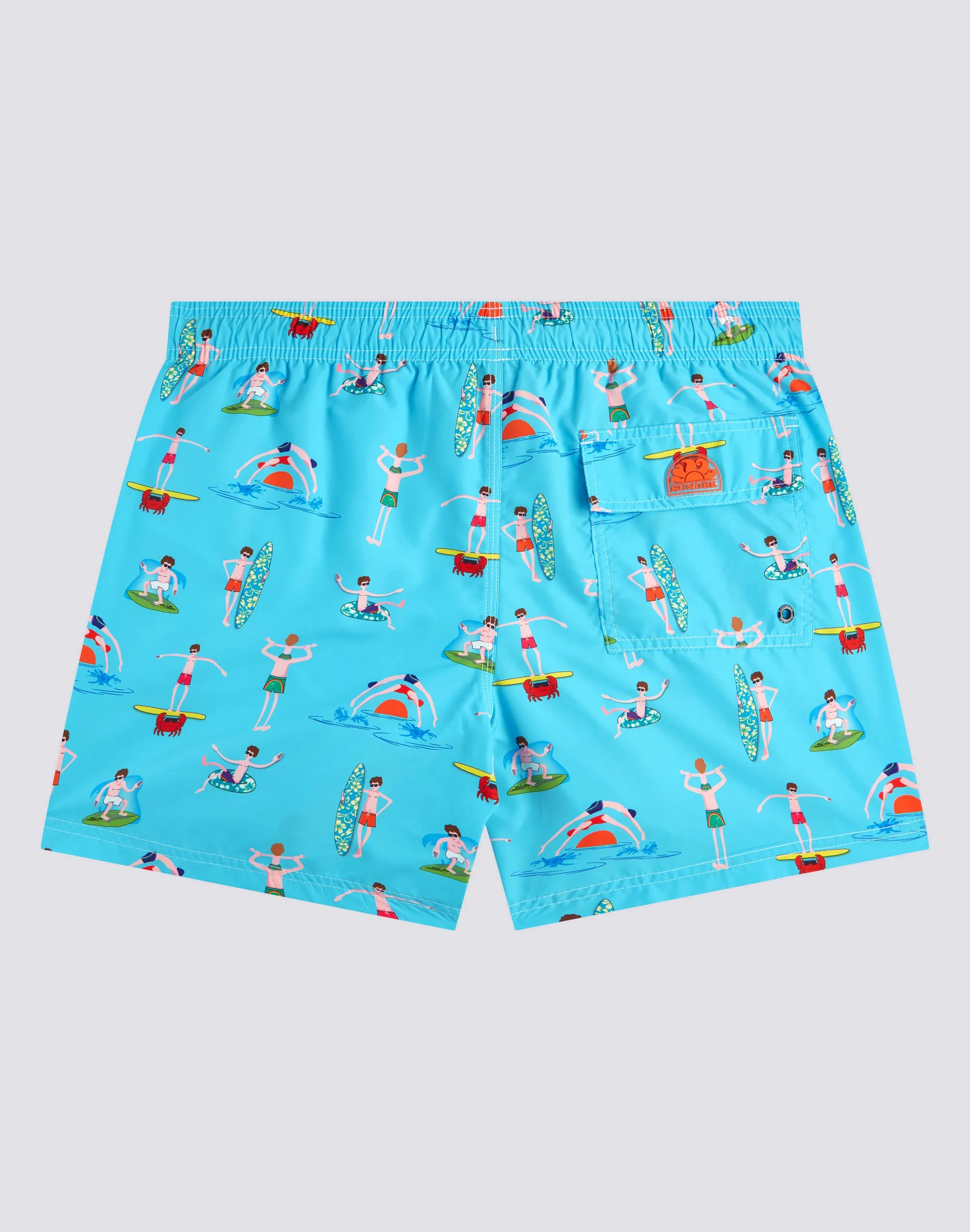 COSTUME DA BAGNO CORTO A VITA ELASTICATA MICROSTAMPA BEACH BOY