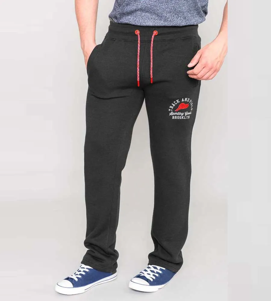 D555 Mens Black Embroidered Jogger With Open Hem (CHILWORTH 1)