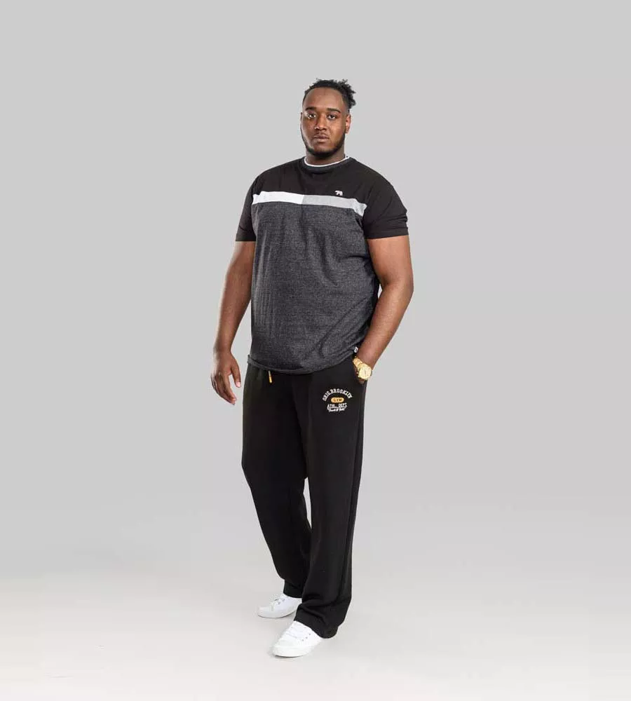 D555 Mens Black Jogger With Embroidery & Print (SALTASH-2)