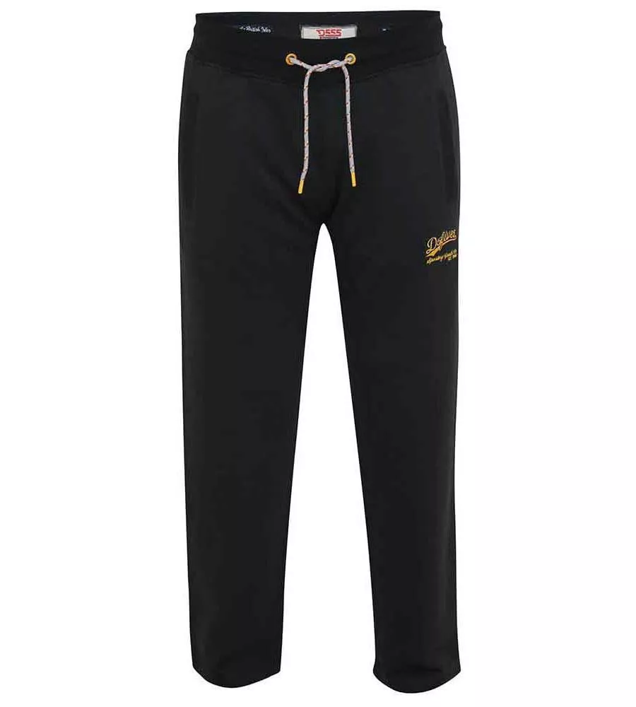 D555 Tall Mens Black Open Hem Jogger With Embroidery (GLOUCESTER 1)