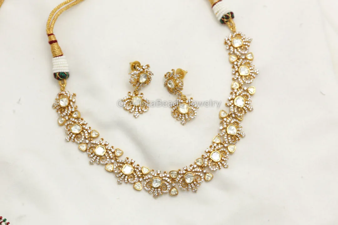 Dainty Real Moissanite & Nano CZ Necklace Set