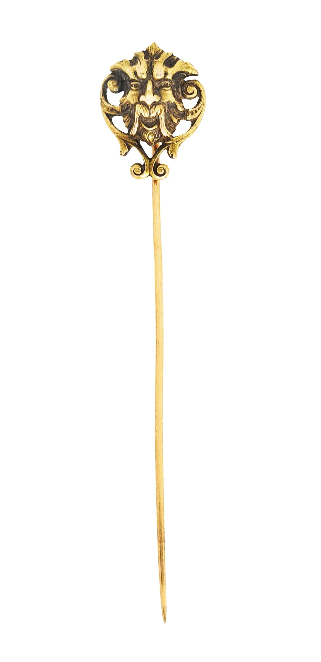 Day Clark & Co. 14 Karat Yellow Gold Green Man Stickpin