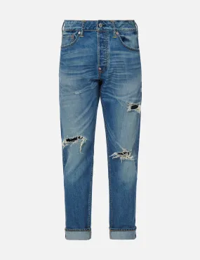 Deconstructed Kamon Print Cropped-length Carrot Fit Jeans #2017