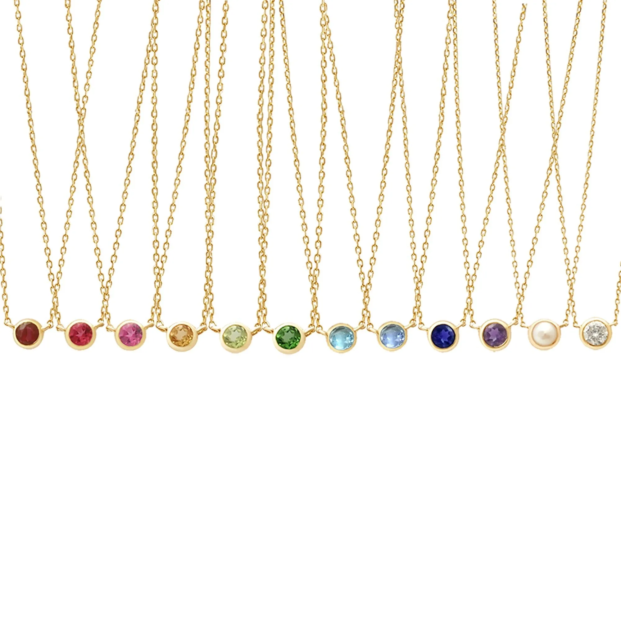 Diamond Station Necklace Bezel Set in 14k Gold