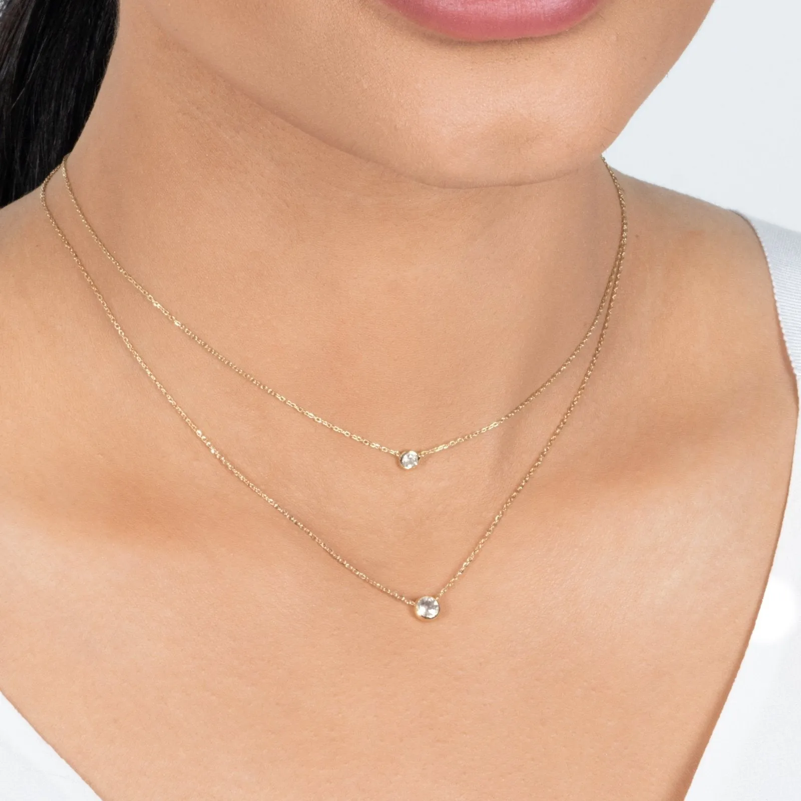 Diamond Station Necklace Bezel Set in 14k Gold