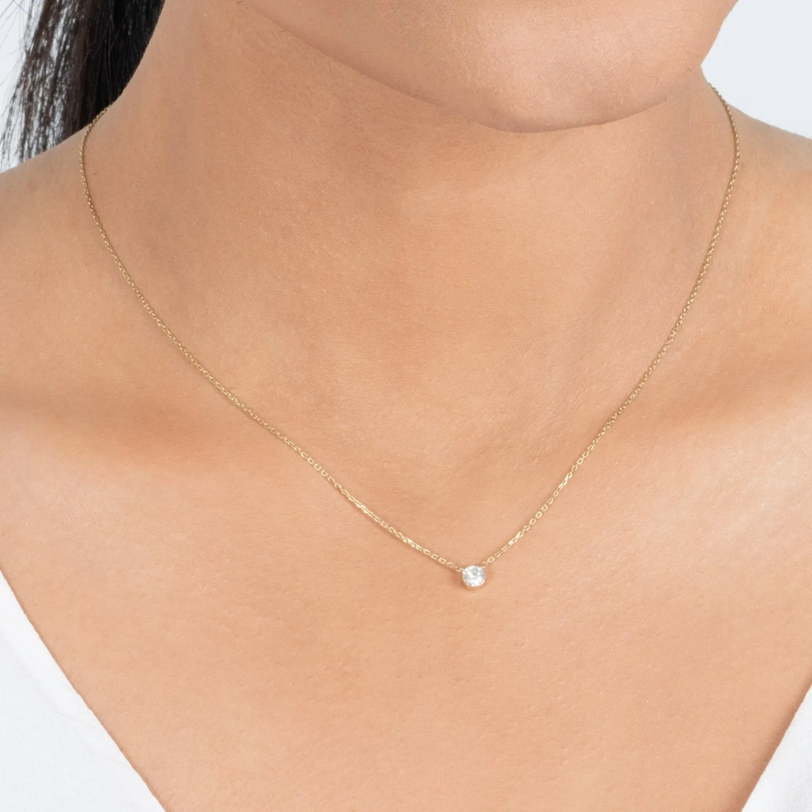 Diamond Station Necklace Bezel Set in 14k Gold