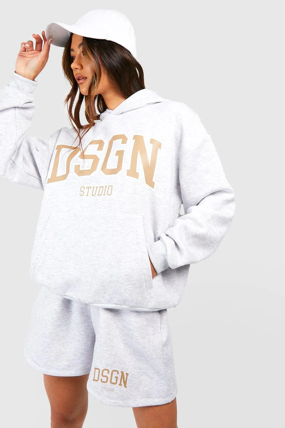 Dsgn Studio Collegiate Slogan Hooded Short Tracksuit