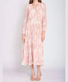 En Saison Gabby Pleated Floral Dress In Blush