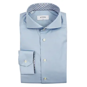 Eton - Slim Fit Patterned Trim Shirt in Blue