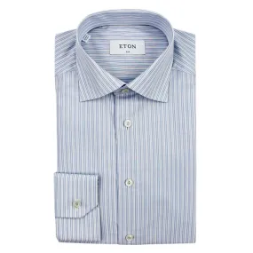 Eton - Slim Fit Striped Shirt in Blue & White