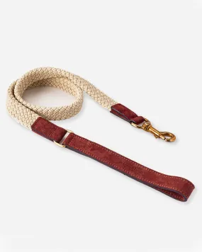 Flat Rope and Leather Dog Lead - Brown