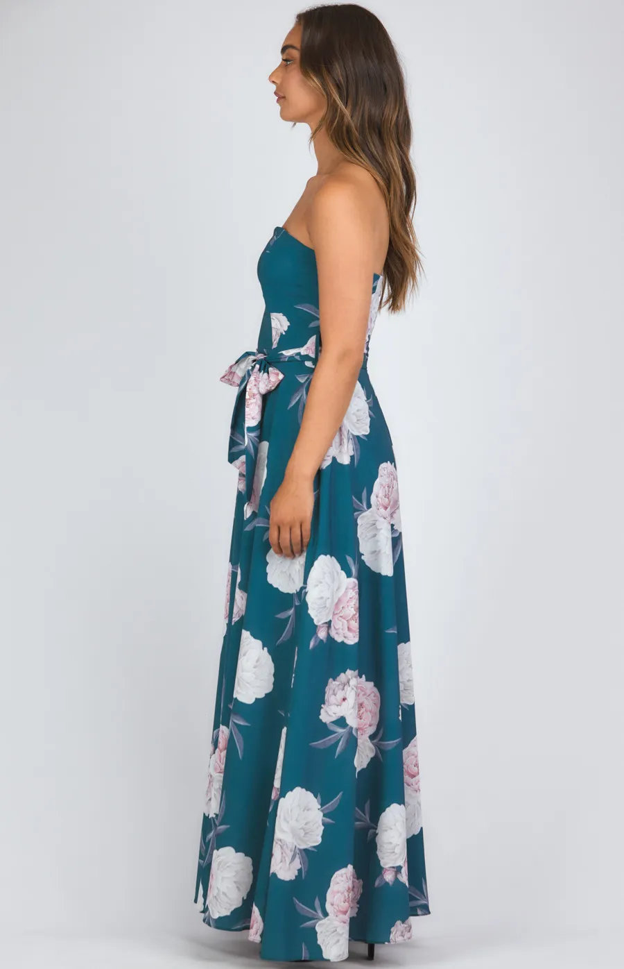 Floral Print Strapless Maxi Dress (SDR342-8A)