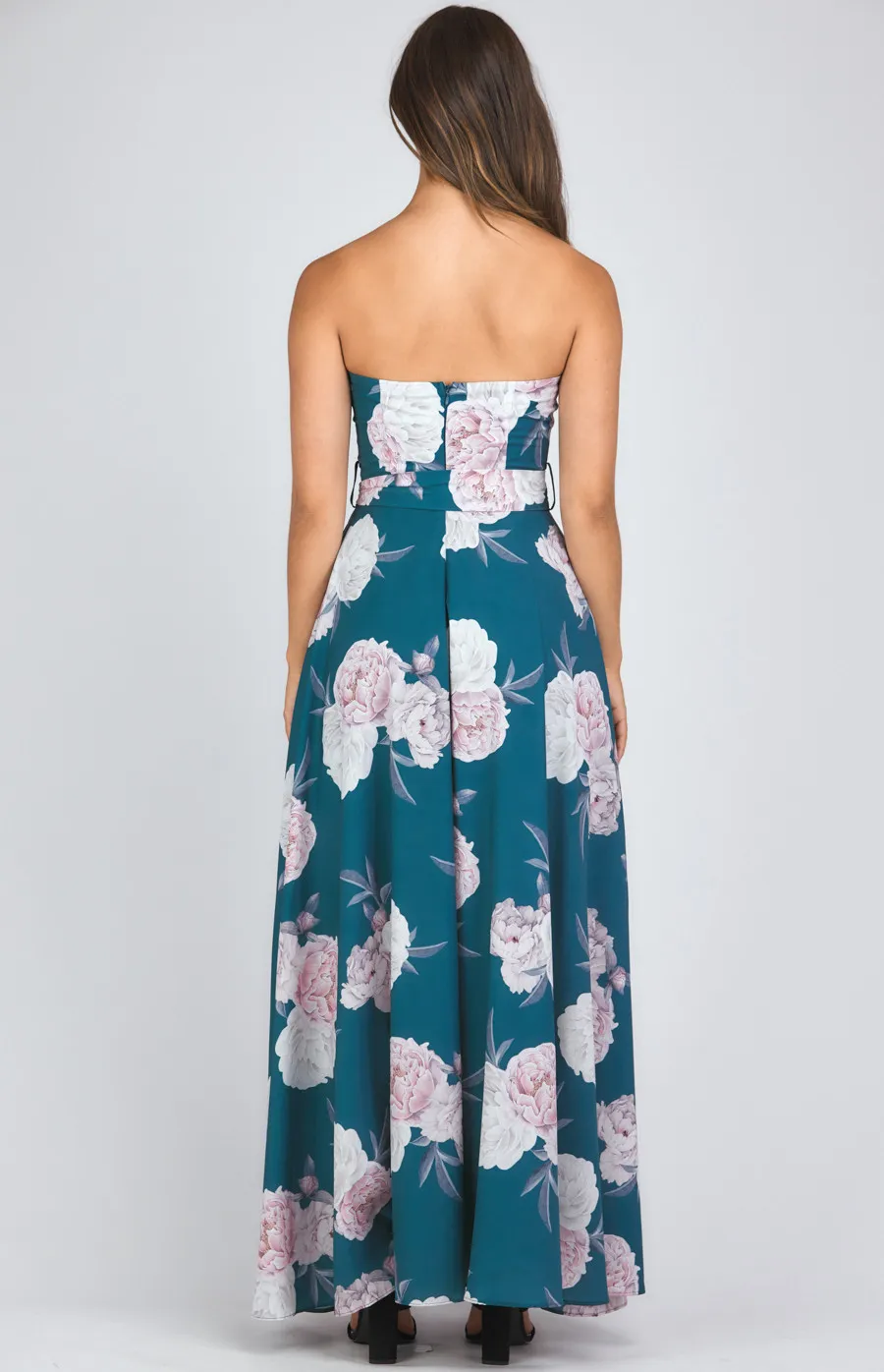 Floral Print Strapless Maxi Dress (SDR342-8A)