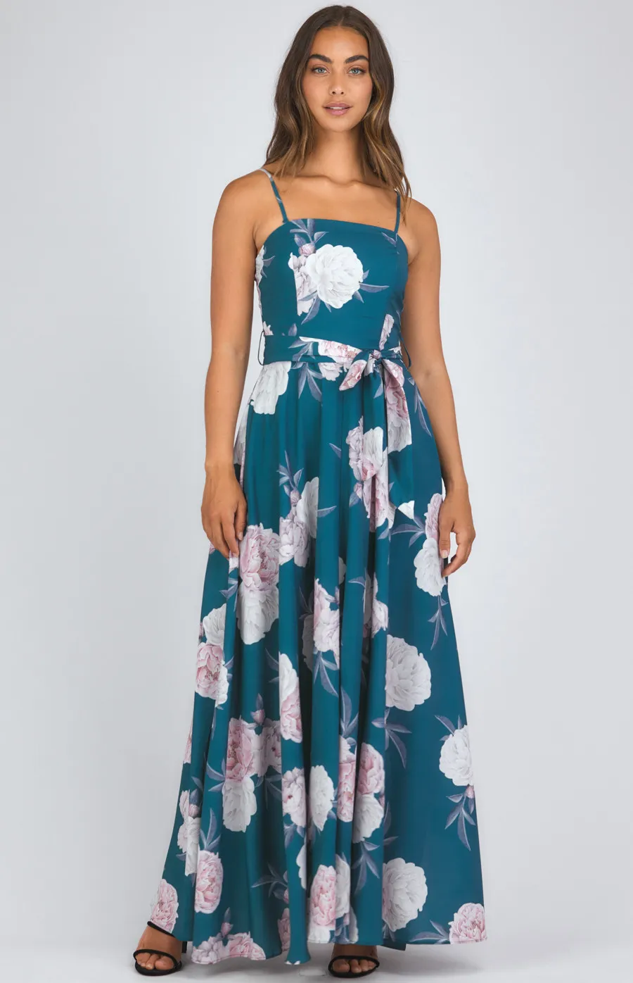 Floral Print Strapless Maxi Dress (SDR342-8A)