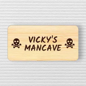 Funny Door Signs for Home Personalized Wooden Nameplate - Man Cave