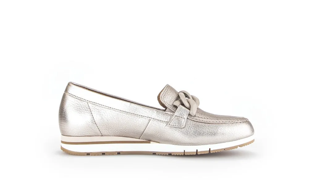 Gabor Gold Leather Wedge Loafer 41562