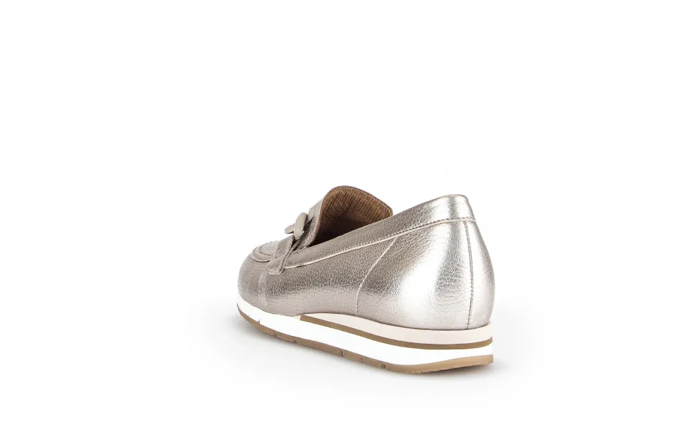 Gabor Gold Leather Wedge Loafer 41562