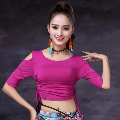 Get Ready to Dance with Our Mesh Belly Dance Tops Shirt Costume for Women