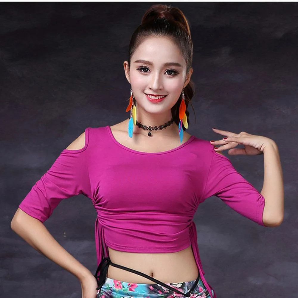 Get Ready to Dance with Our Mesh Belly Dance Tops Shirt Costume for Women