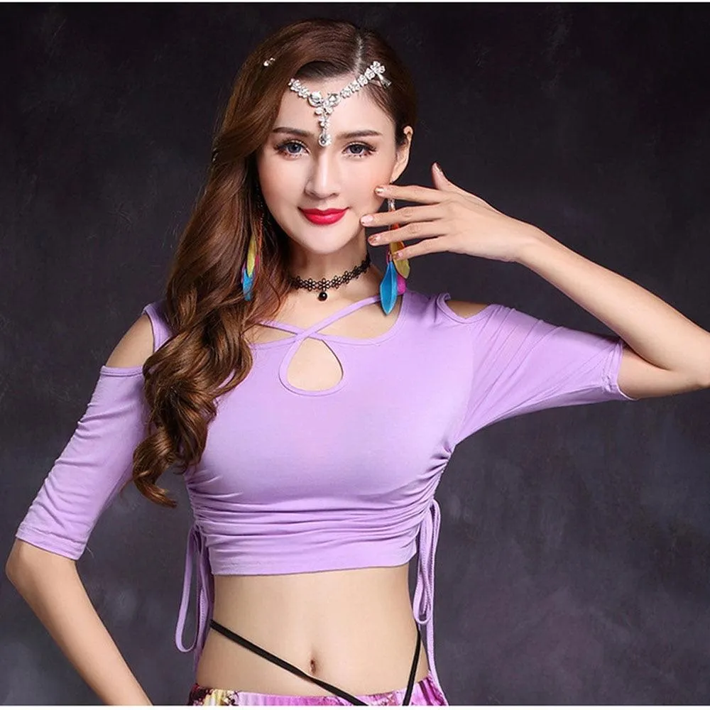 Get Ready to Dance with Our Mesh Belly Dance Tops Shirt Costume for Women