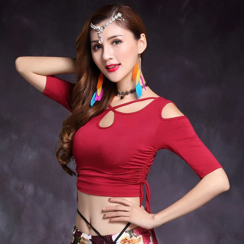 Get Ready to Dance with Our Mesh Belly Dance Tops Shirt Costume for Women