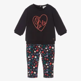 Girls Blue Cotton Flowers & Apples Tracksuit