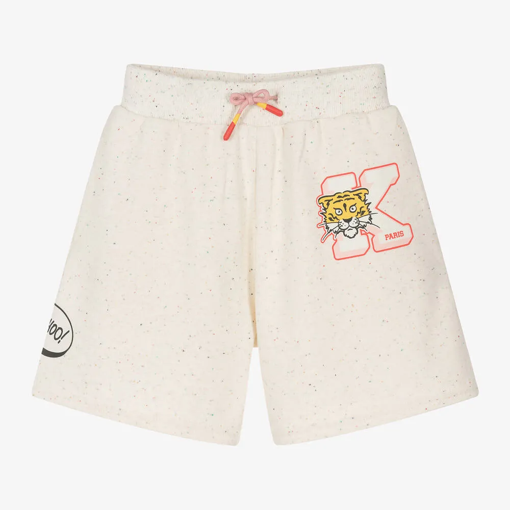 Girls Ivory Graphic Cotton Shorts