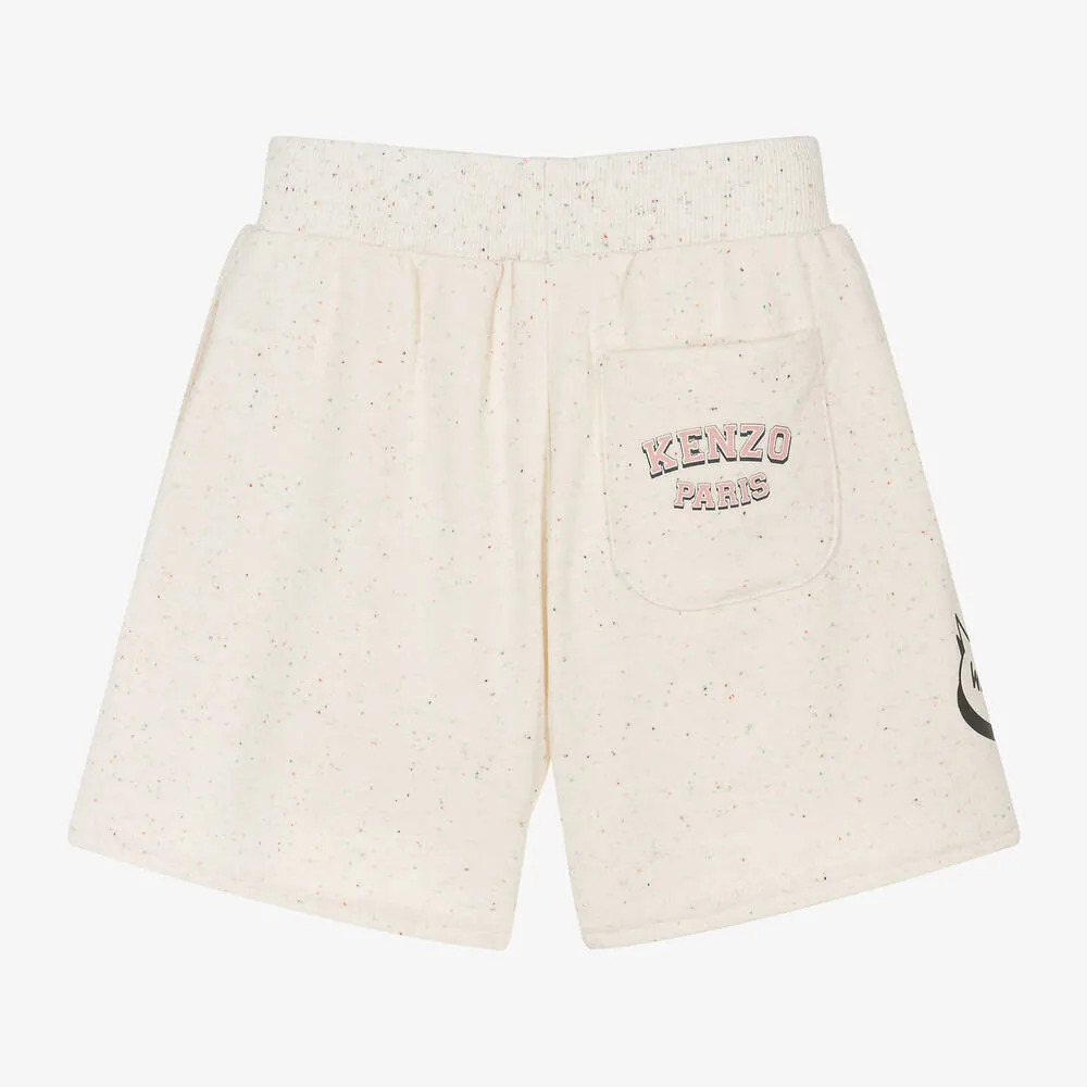 Girls Ivory Graphic Cotton Shorts