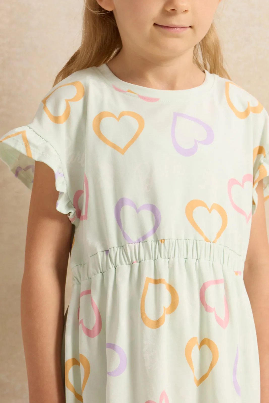 Girls Mint Printed Dress