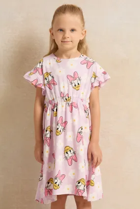 Girls Pink Printed Dress