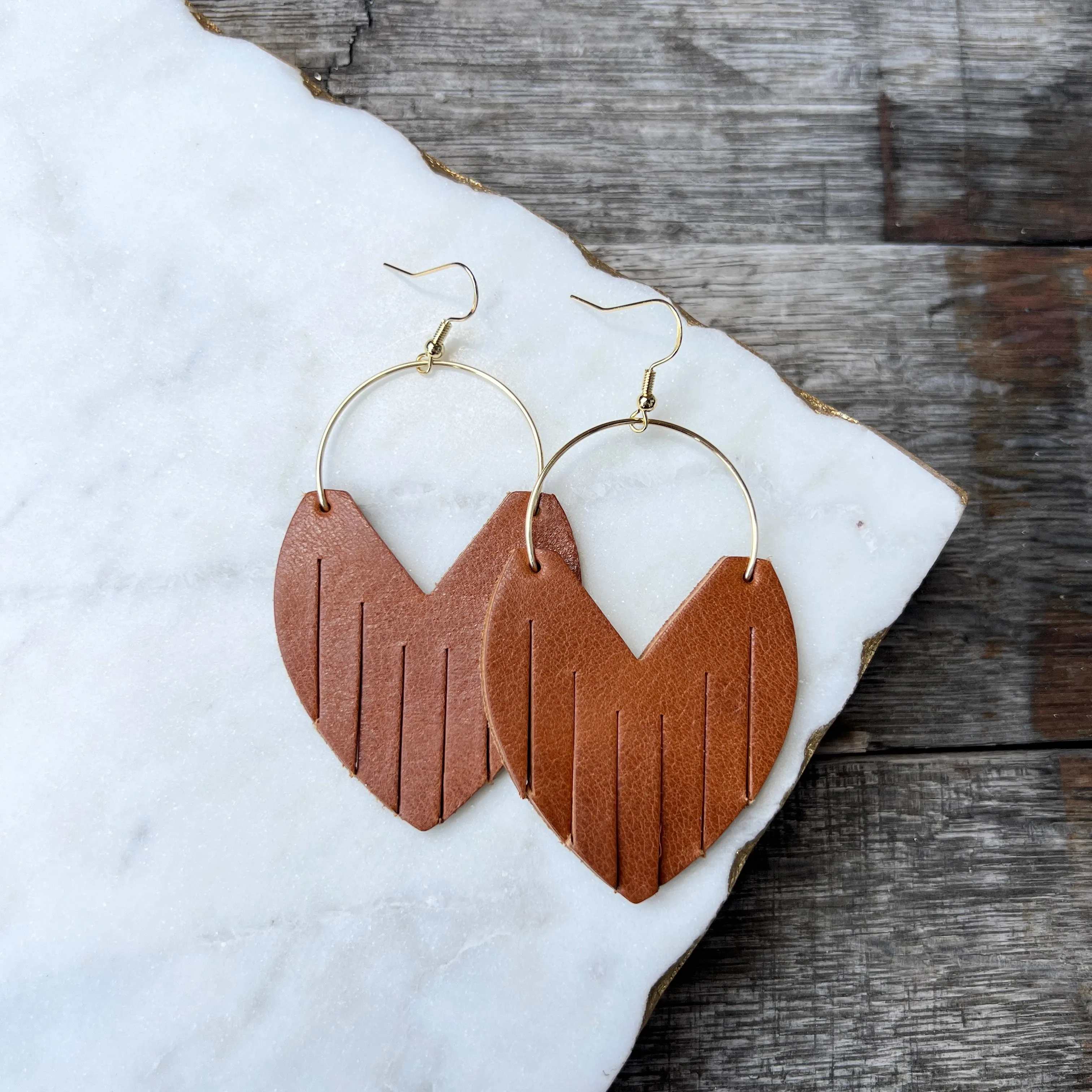 Glam Hoops - Buckskin Leather Earrings