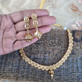 Gold plated Choker Necklace and Earrings set