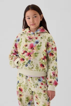 Green Floral Logo Graphic Hoodie (4-13yrs)